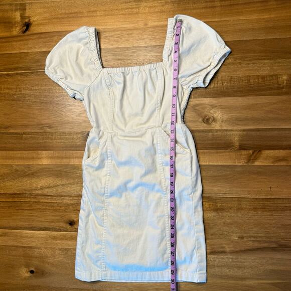 American Eagle Puff Sleeves Mini Dress Stretchy Square Neck Cottagecore XS Cream - Picture 9 of 9